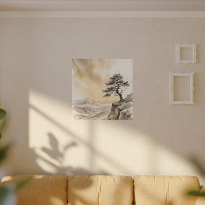 Pine Tree Canvas Art | Winter Japandi Watercolor Art