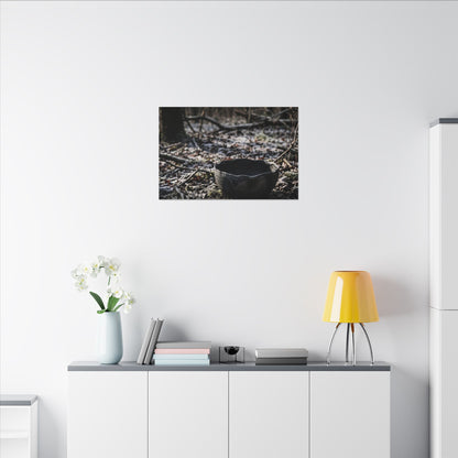 Dappled Ceramic Bowl Canvas Art - Dark Japandi Kanso
