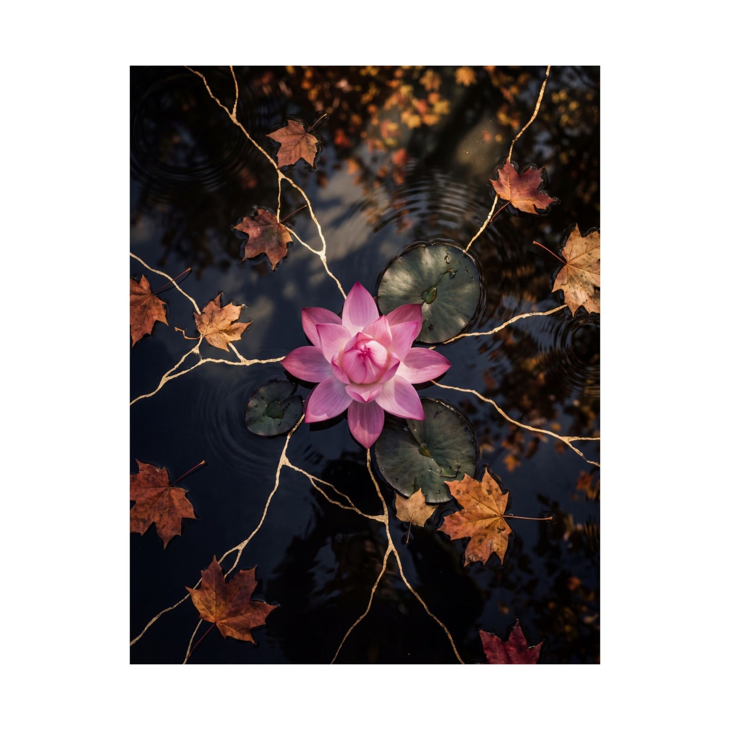 Dappled Lotus Flower Wall Art Print - Kintsugi Ma