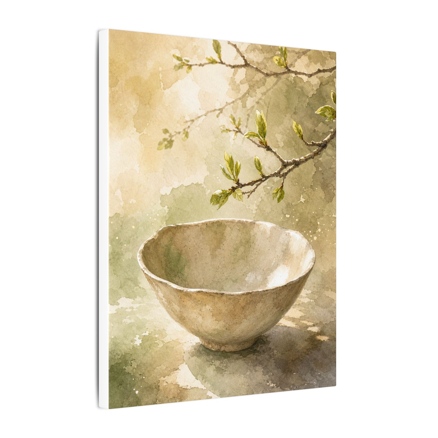 Warm Ceramic Bowl Canvas Art - Watercolor Japandi