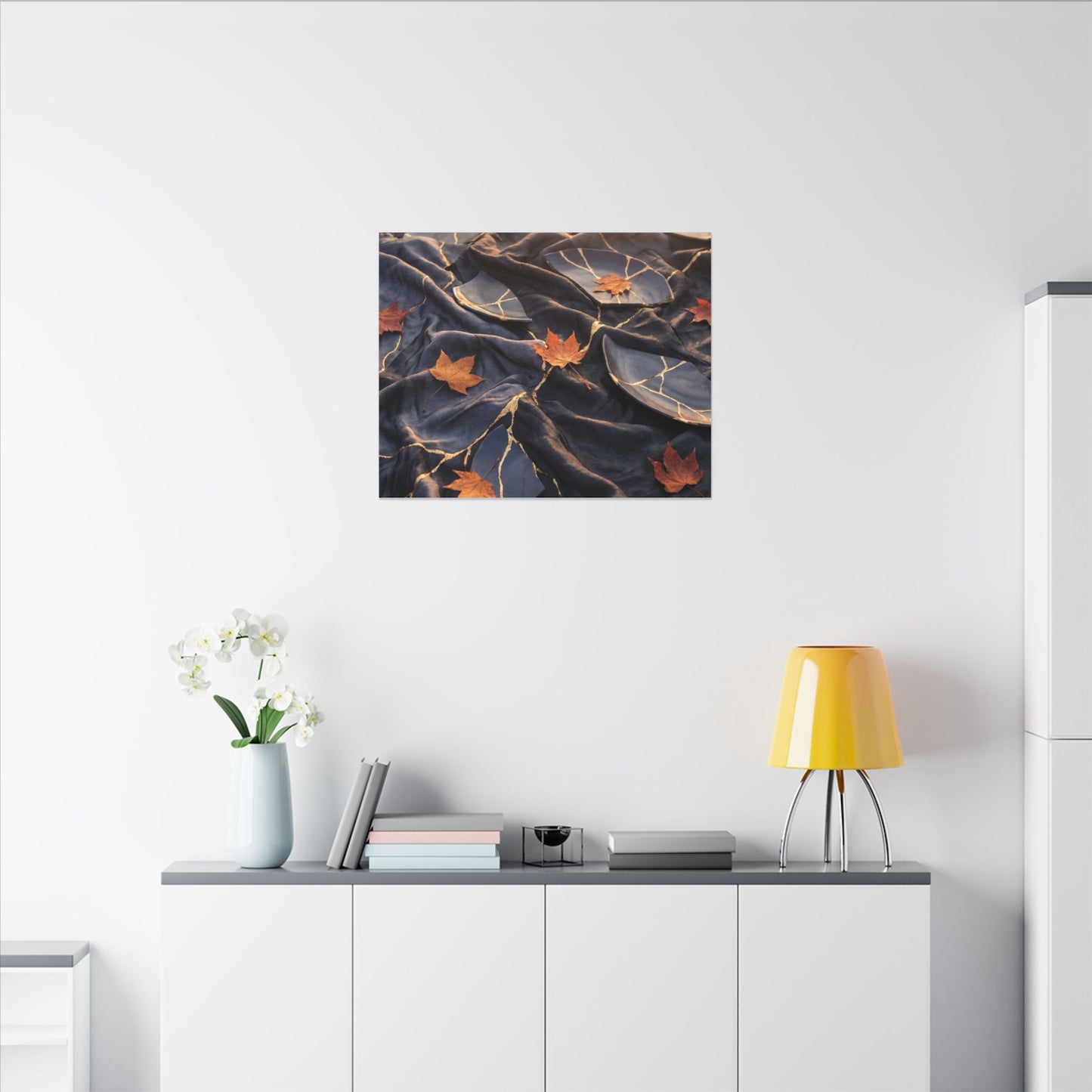 Golden Hour Silk Drape Canvas Art - Kintsugi Shibui