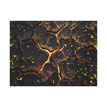 Cracked Earth Moody Minimal Canvas Art | Sophisticated Dark Japandi Art