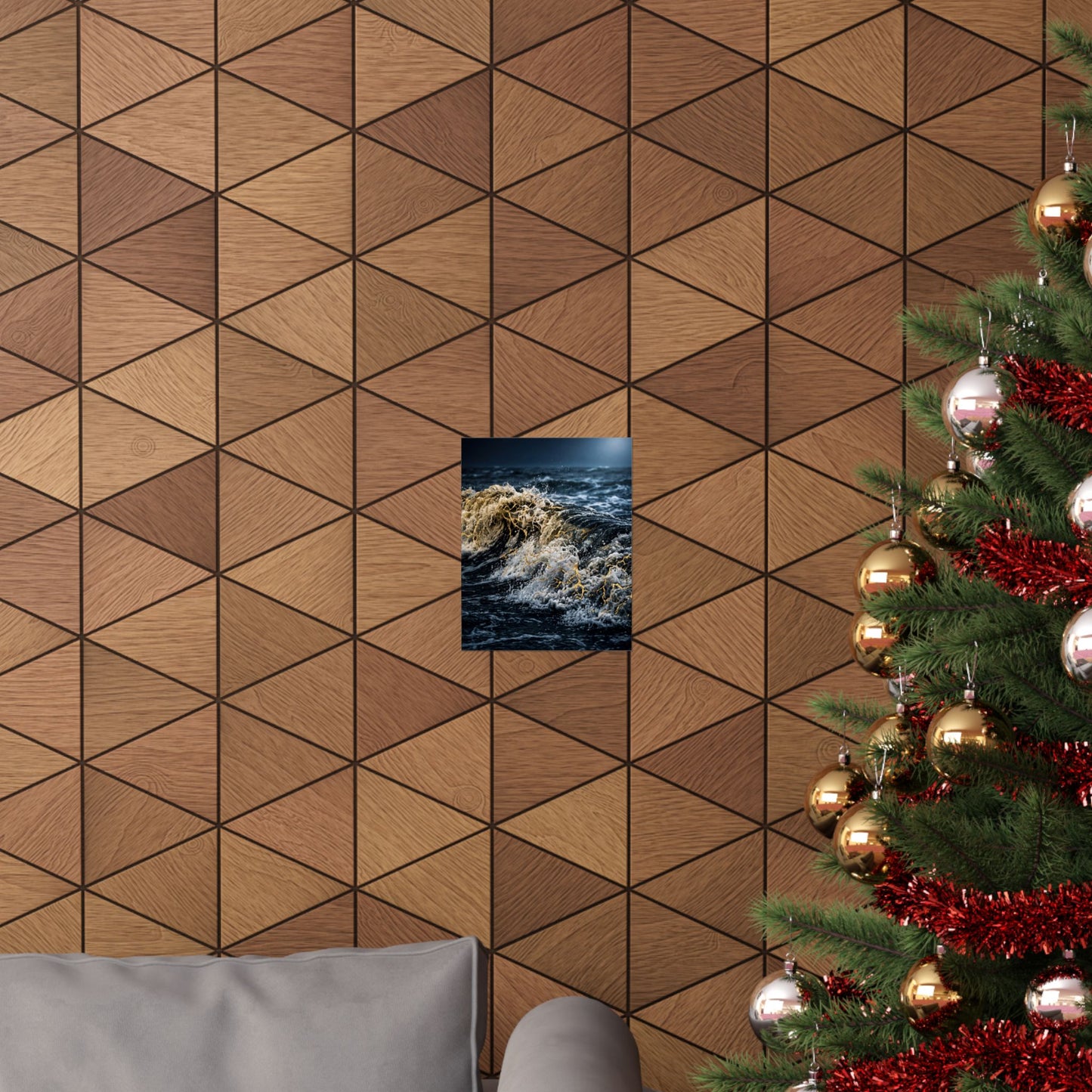 Beautiful Ocean Wave Wall Art Print - Gold Vein Kintsugi