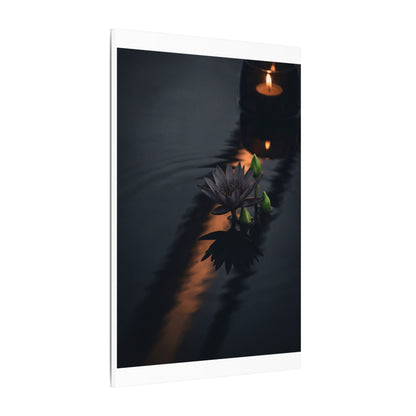 Seijaku Lotus Flower Canvas Art - Dark Japandi Shadow Zen