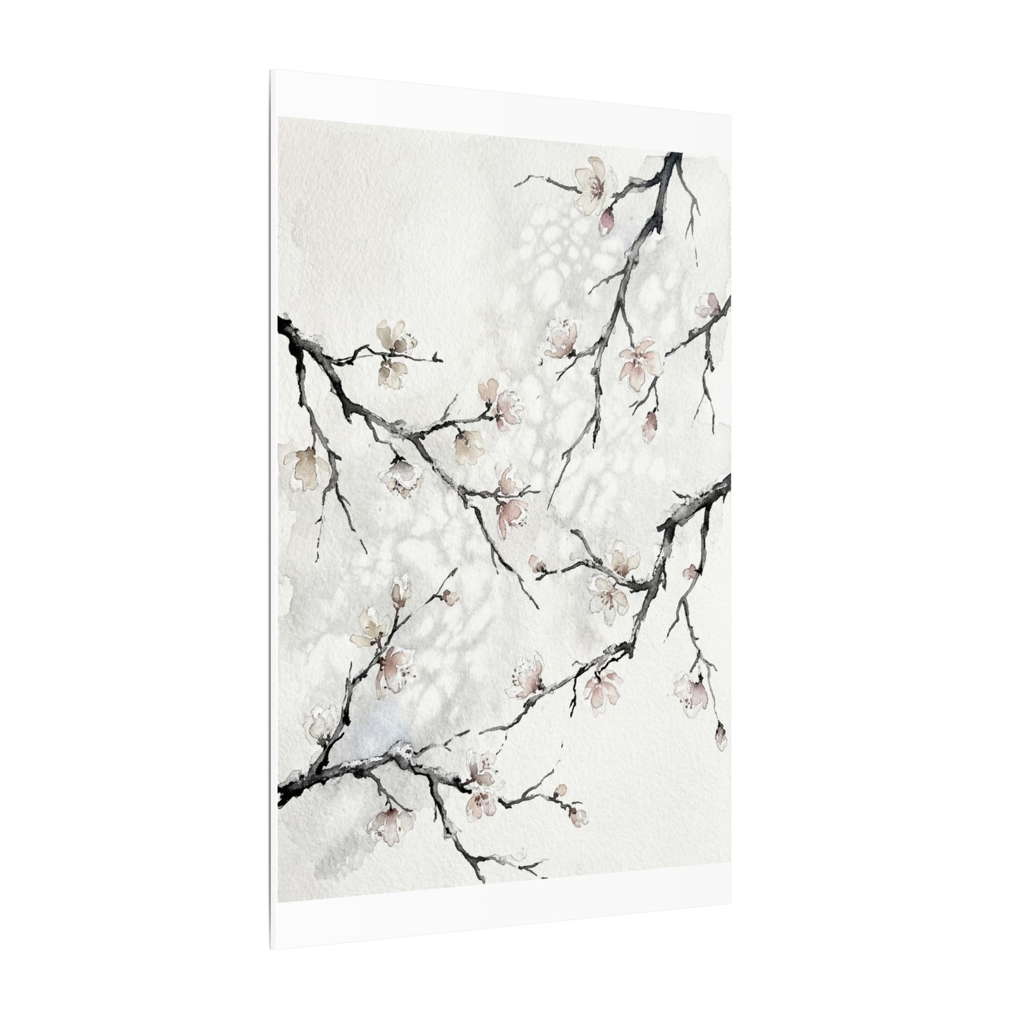 Cherry Blossom Canvas Art | Winter Japandi Watercolor Art