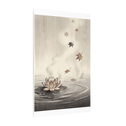 Lotus Flower Canvas Art | Autumn Zen Ukiyo E Inspired Art