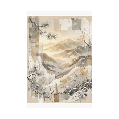 Mountain Mist Japanese Pattern Wall Art Print | Earthy Japandi Art