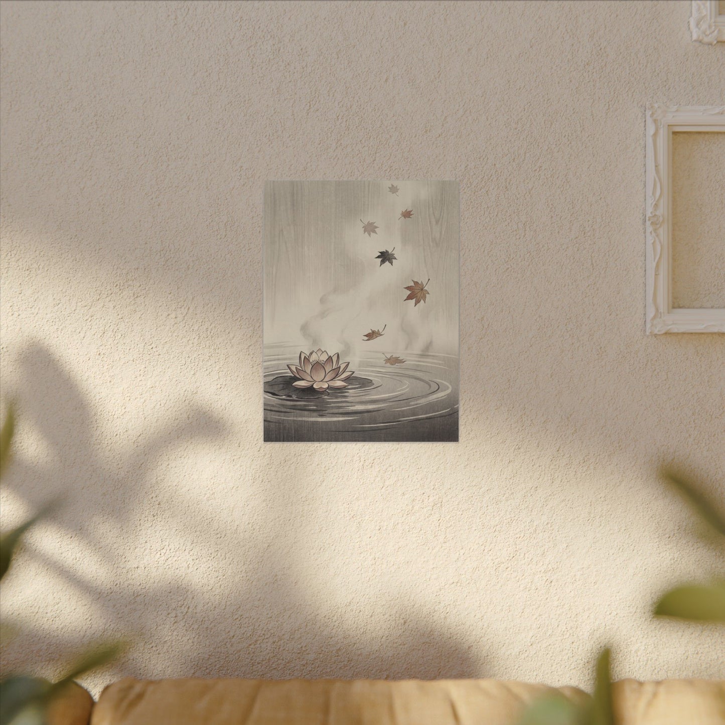 Lotus Flower Canvas Art | Autumn Zen Ukiyo E Inspired Art