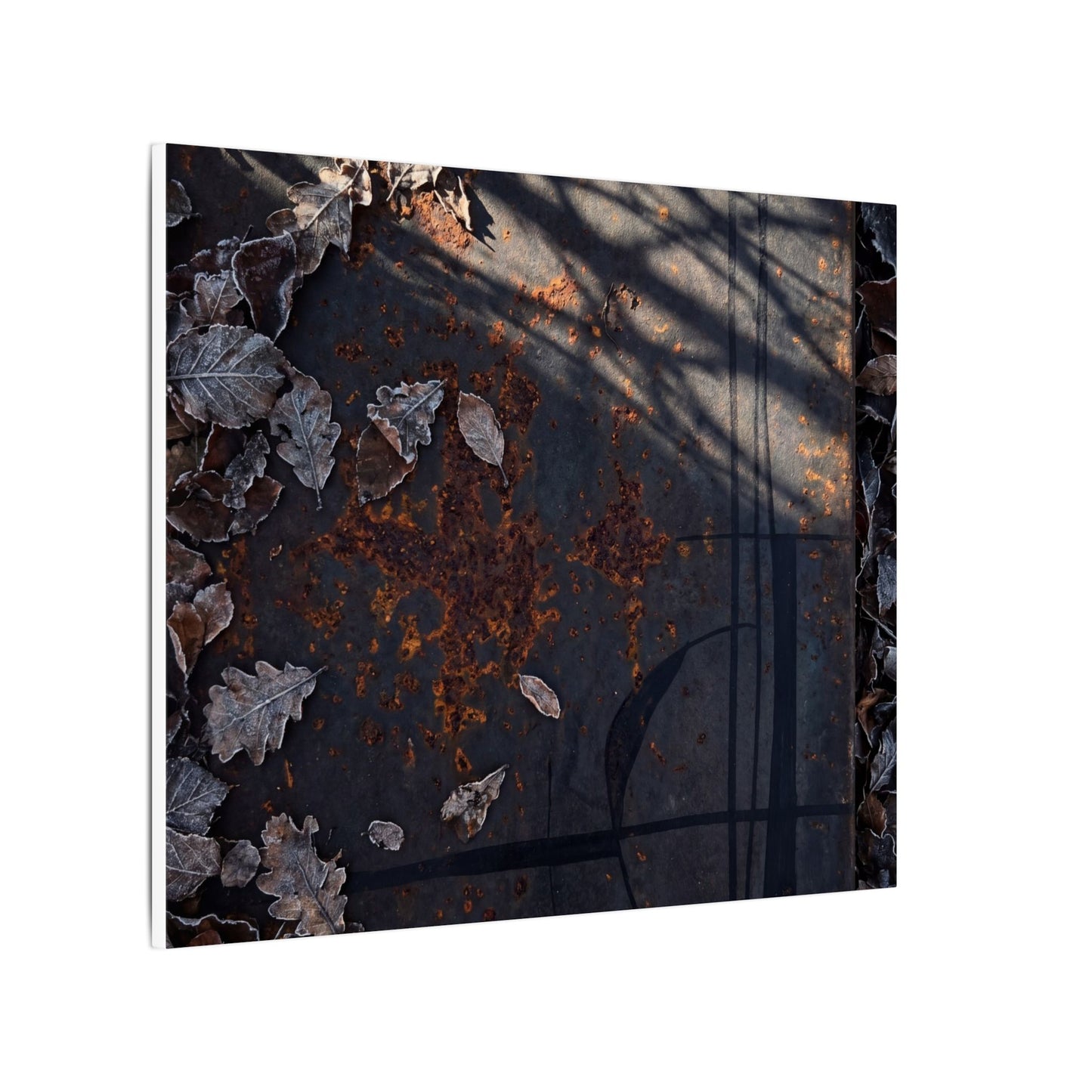 Shibui Rust Patina Canvas Art - Dark Japandi Charcoal Ink