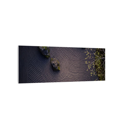 Dark Japandi Rock Garden in Dawn | Shadow Zen Canvas Art