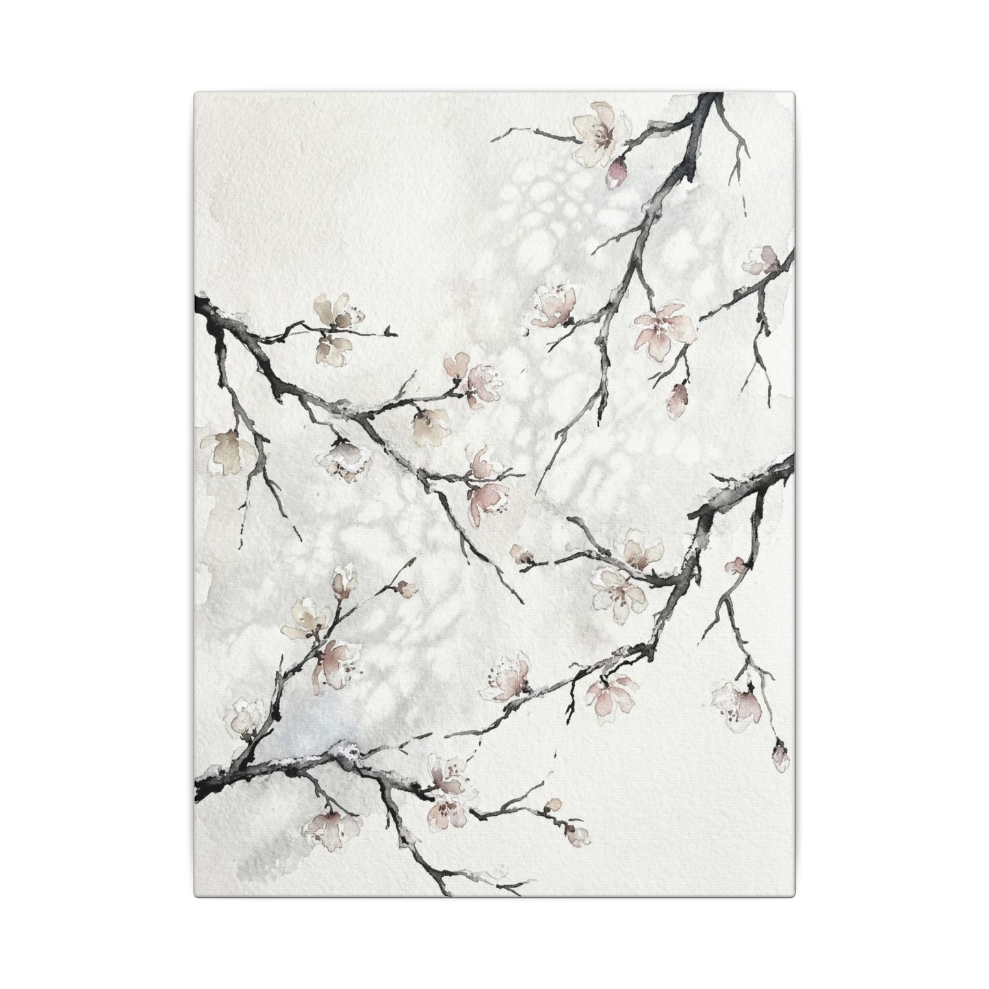 Cherry Blossom Canvas Art | Winter Japandi Watercolor Art