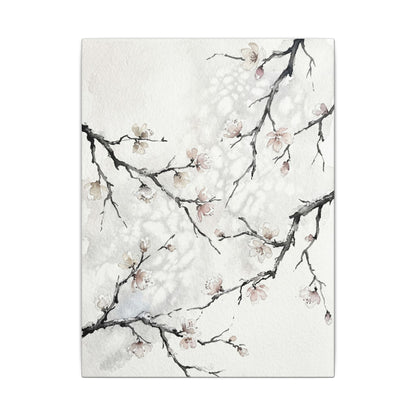 Cherry Blossom Canvas Art | Winter Japandi Watercolor Art
