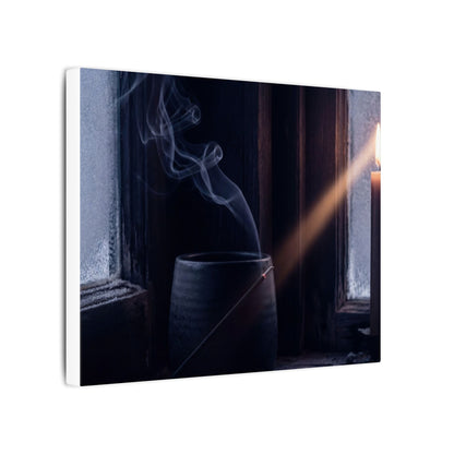 Incense Smoke Winter Canvas Art | Dark Japandi Sophisticated Design