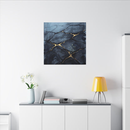 Mono No Aware Cracked Earth Canvas Art - Dark Japandi Charcoal Ink