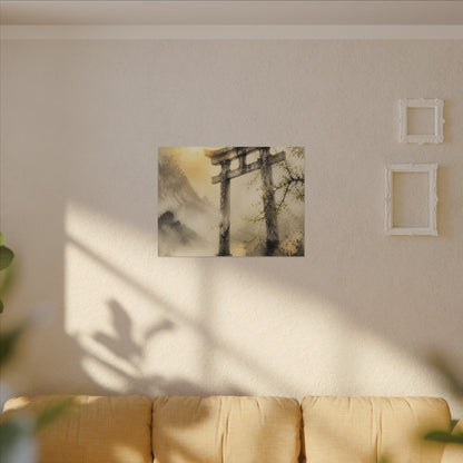 Spring Torii Gate Sumi E Canvas Art | Tranquil Decor