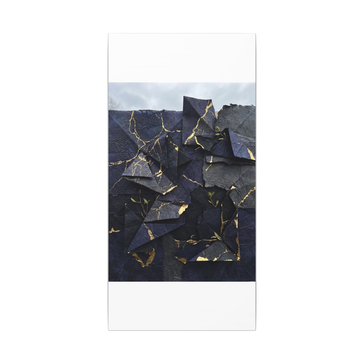 Beautiful Paper Fold Canvas Art - Crackle Gold Kintsugi