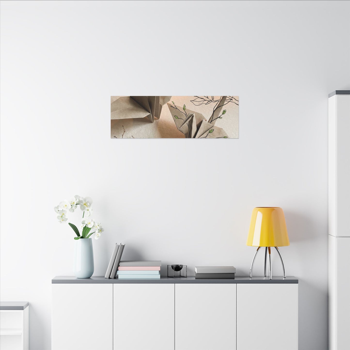Paper Fold Spring Canvas Art | Japandi Earthy Design