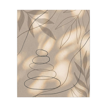 River Stones Minimal Line Canvas Art | Earthy Japandi Art