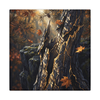 Pine Tree Autumn Canvas Art | Kintsugi Beautiful Design