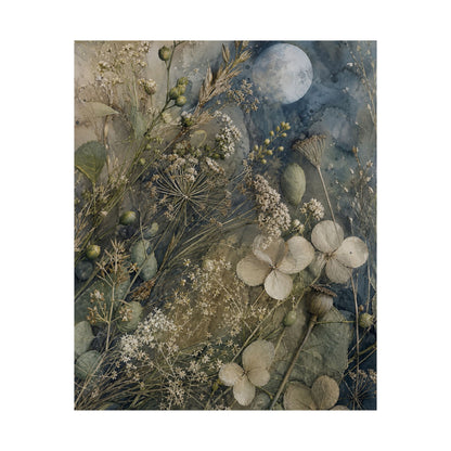 Japandi Dried Flowers in Moonlight | Watercolor Wall Art Print