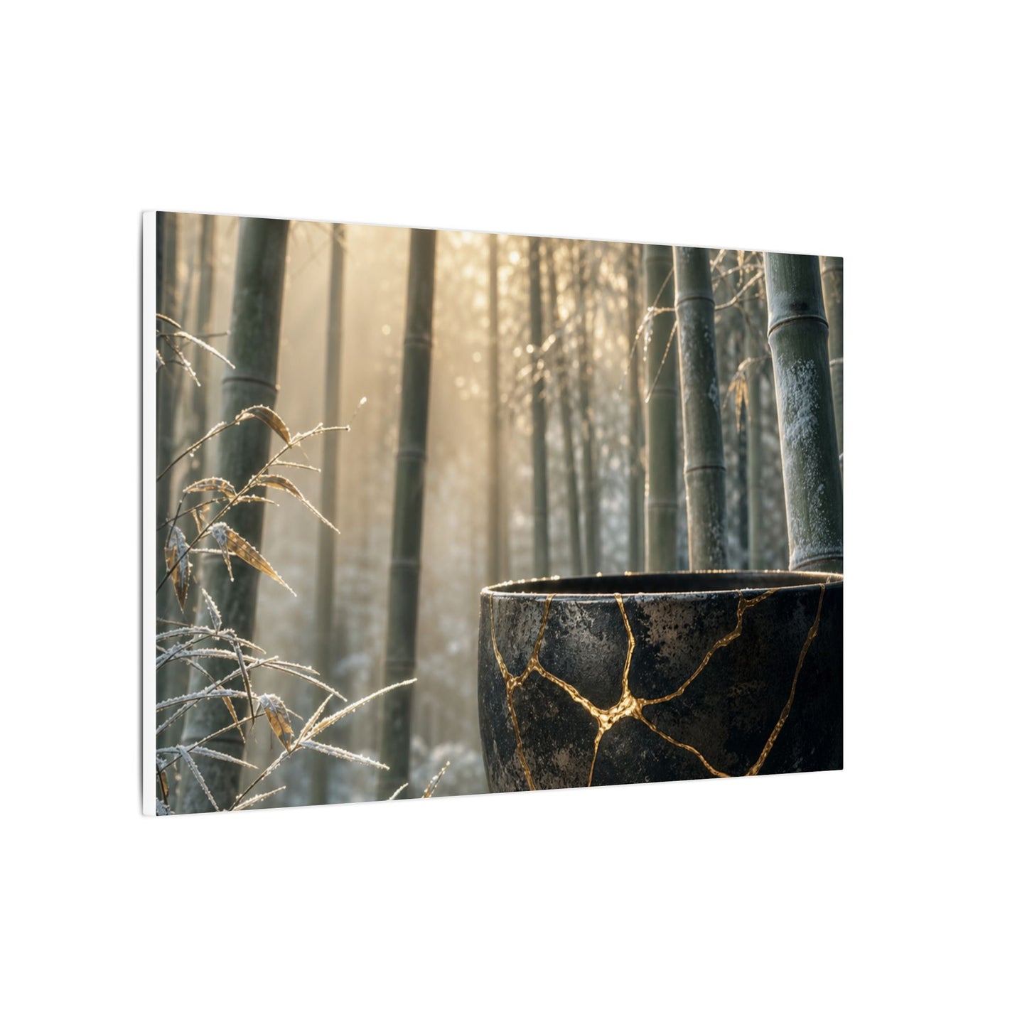 Fukinsei Bamboo Grove Canvas Art - Kintsugi Gold Repair