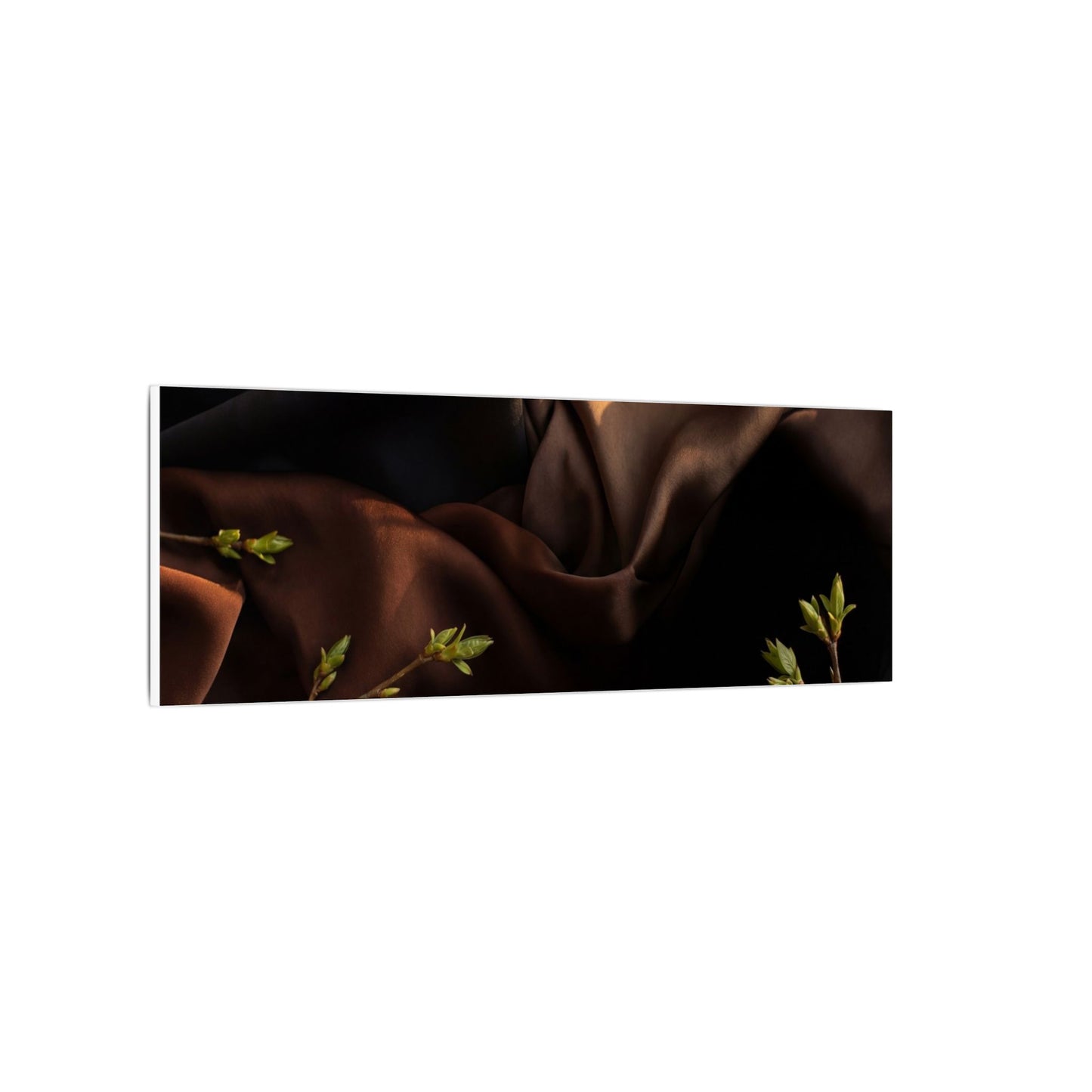 Dark Japandi Silk Drape in Golden Hour | Moody Minimal Canvas Art