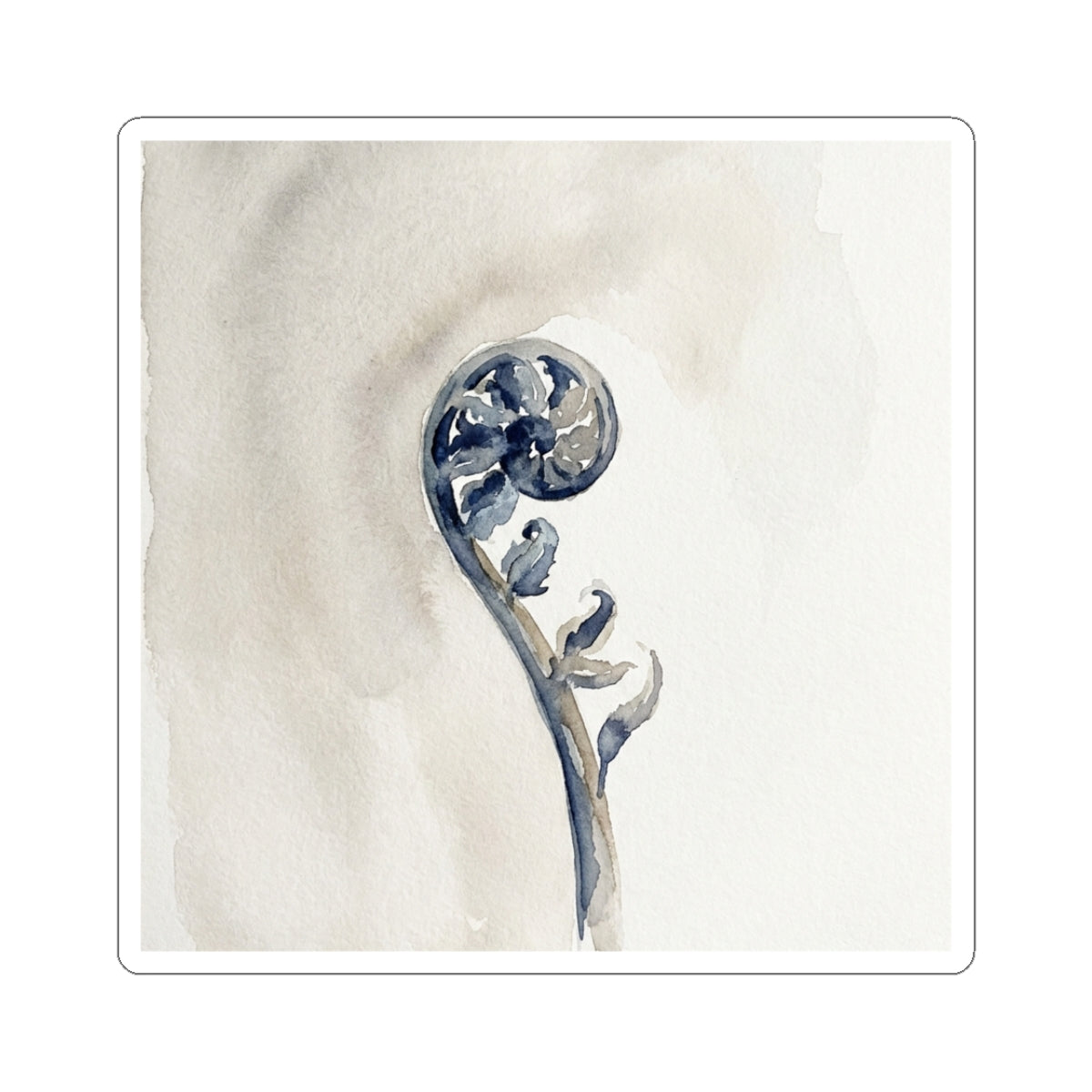 Mono No Aware Fern Unfurling Sticker - Japandi Watercolor