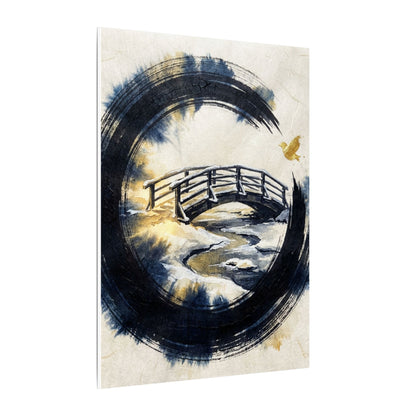 Winter Wooden Bridge Enso Canvas Art | Serene Decor