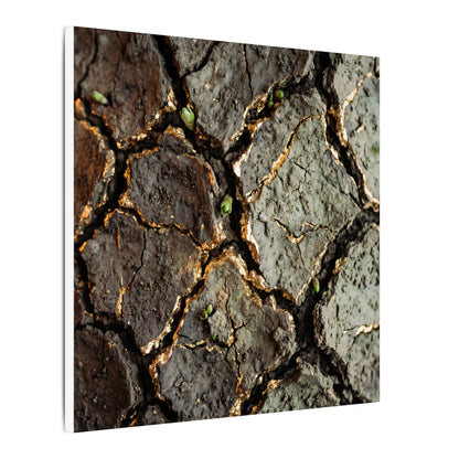 Earthy Cracked Earth Canvas Art - Japanese Pattern Japandi