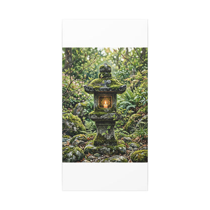 Neutral Stone Lantern Canvas Art - Japanese Pattern Japandi