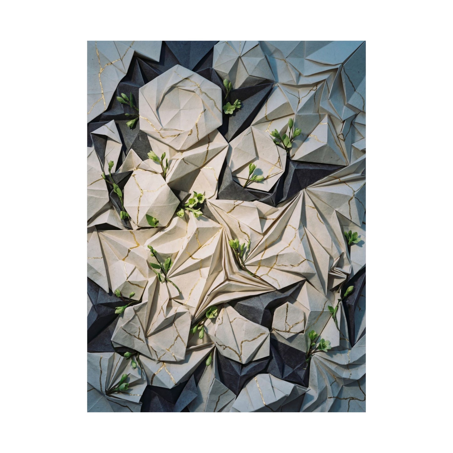 Paper Fold Gold Vein Wall Art Print | Resilient Kintsugi Art