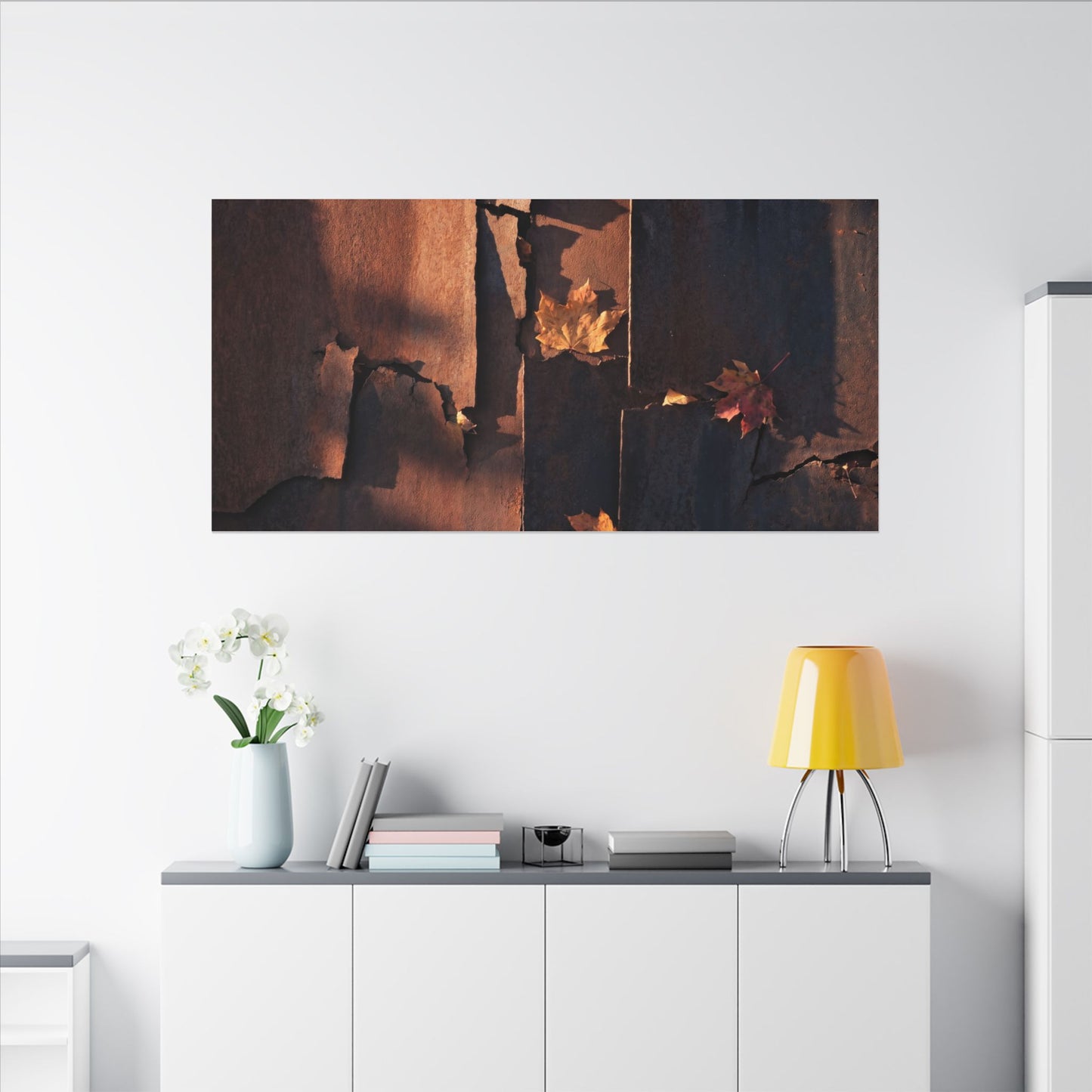 Seijaku Rust Patina Canvas Art - Dark Japandi Shadow Zen