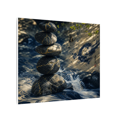 Kintsugi River Stones in Dappled | Broken Beauty Canvas Art