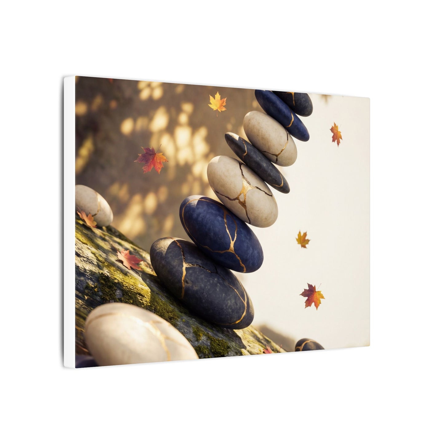 Ma River Stones Canvas Art - Kintsugi Gold Vein