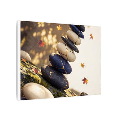 Ma River Stones Canvas Art - Kintsugi Gold Vein