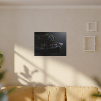 Stone Lantern Moody Minimal Canvas Art | Sophisticated Dark Japandi Art