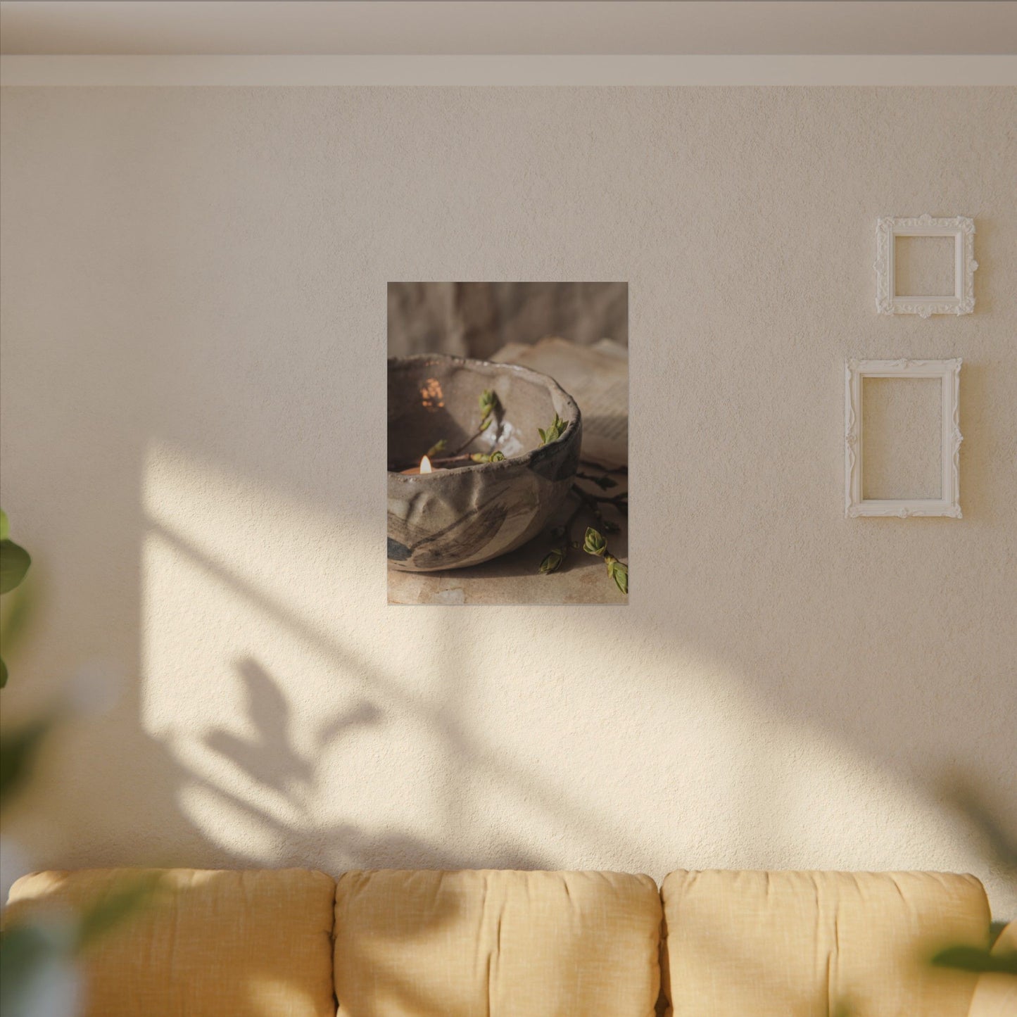 Candlelight Ceramic Bowl Canvas Art - Japandi Ma