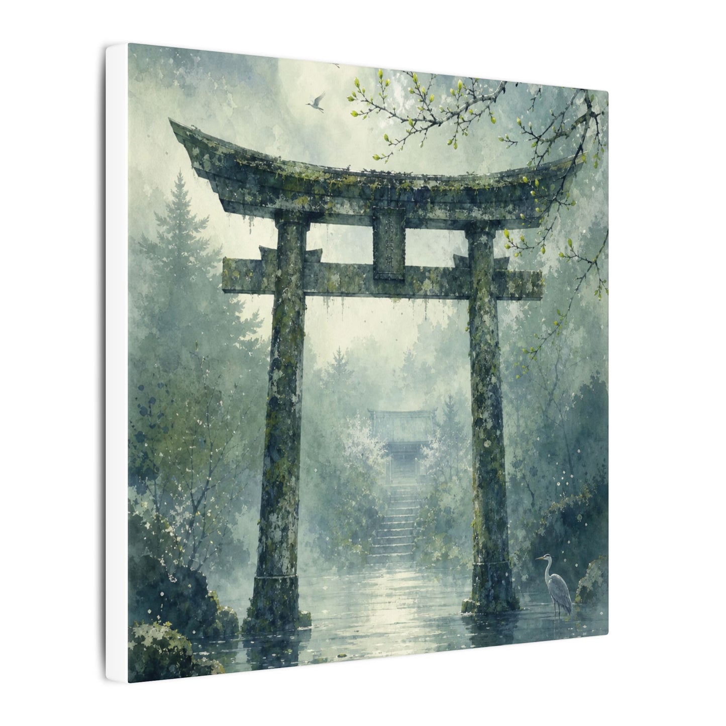 Earthy Torii Gate Canvas Art - Watercolor Japandi