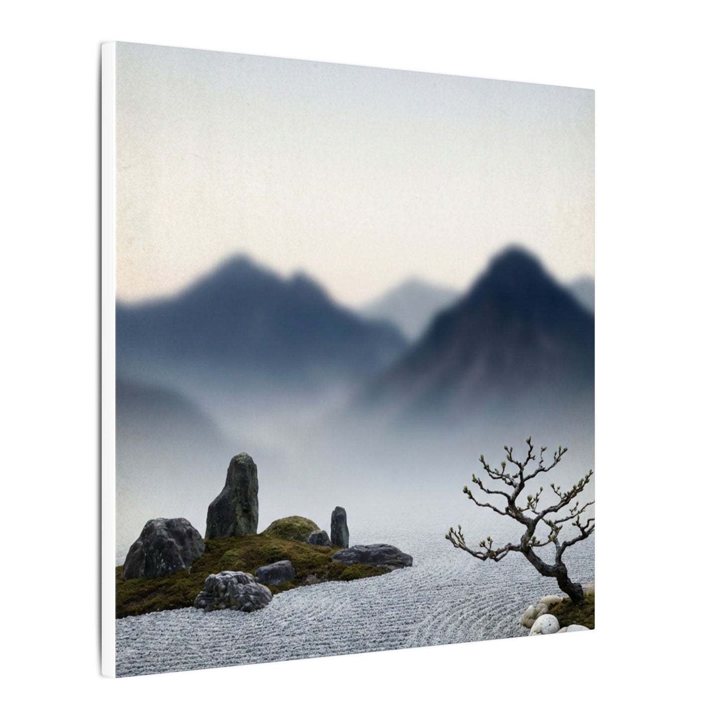 Mountain Mist Karesansui Canvas Art | Contemplative Zen Art