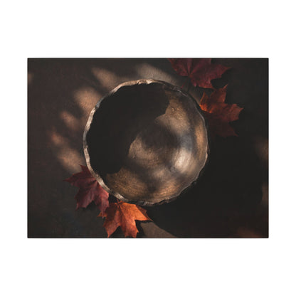 Ceramic Bowl Canvas Art | Autumn Dark Japandi Dark Texture Art Art Print