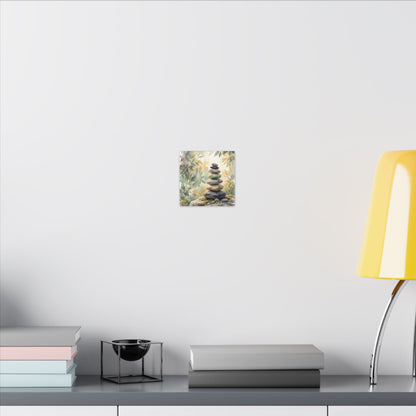 Golden Hour River Stones Canvas Art - Japandi Mono No Aware