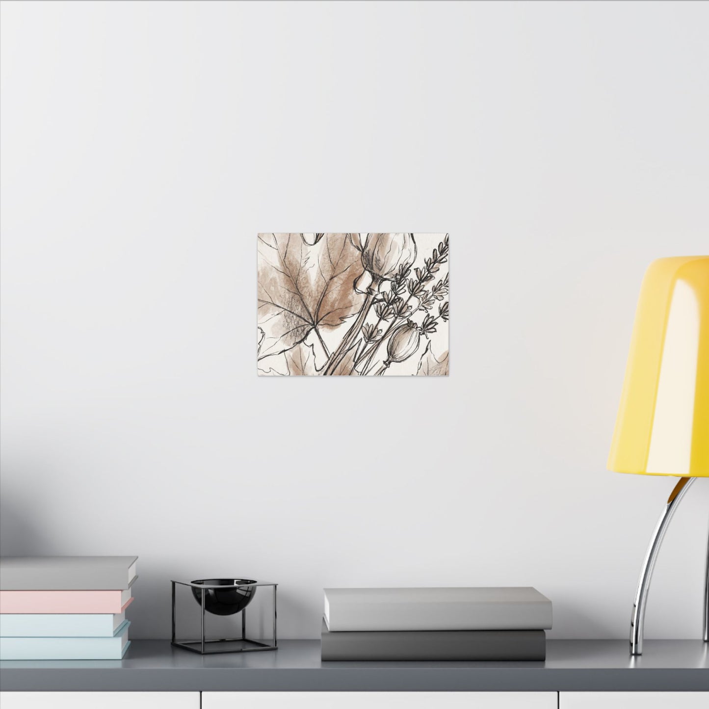 Neutral Dried Flowers Canvas Art - Minimal Line Japandi