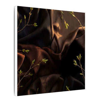 Dark Japandi Silk Drape in Golden Hour | Moody Minimal Canvas Art