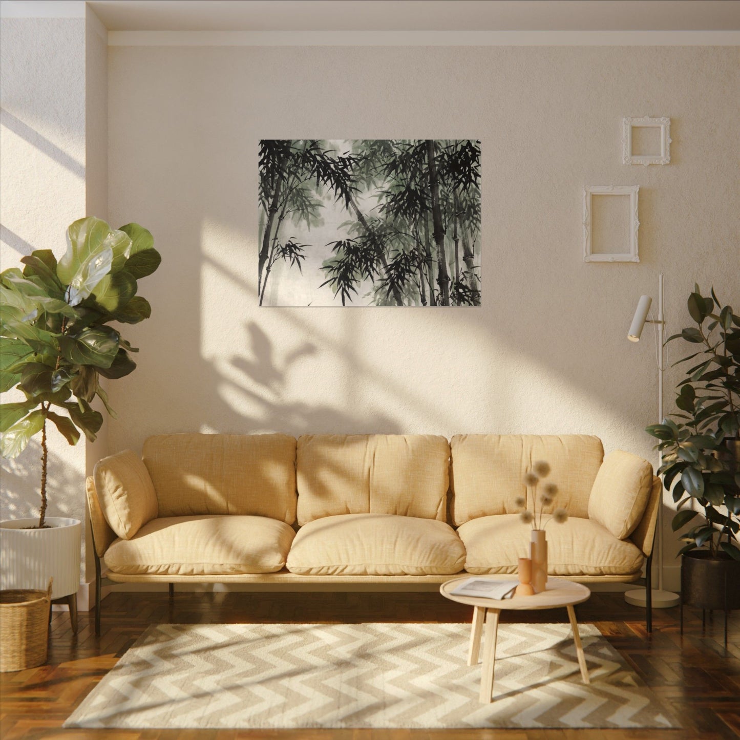 Zen Bamboo Grove in Overcast | Sumi E Canvas Art