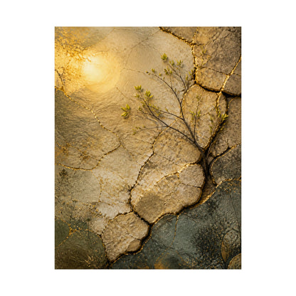 Cracked Earth Texture Wall Art Print | Earthy Japandi Art