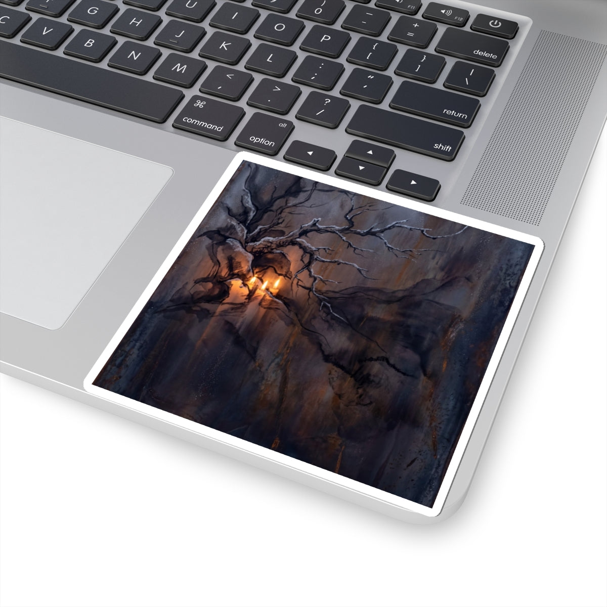 Dark Japandi Rust Patina in Candlelight | Charcoal Ink Sticker Art Print