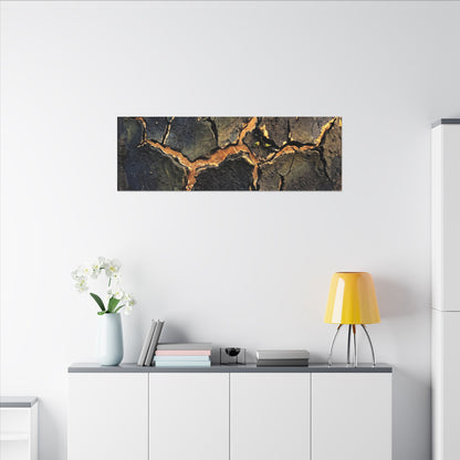 Cracked Earth Spring Canvas Art | Dark Japandi Atmospheric Design