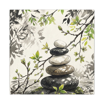 Spring River Stones Japanese Pattern Canvas Art | Elegant Decor