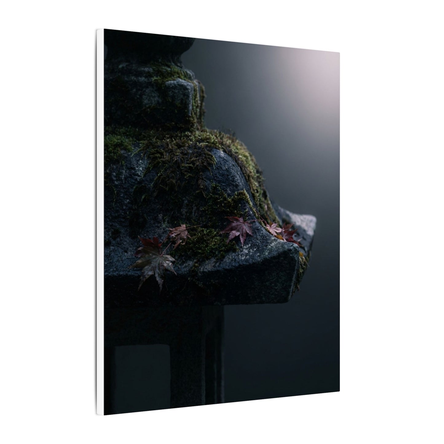 Stone Lantern Moody Minimal Canvas Art | Sophisticated Dark Japandi Art