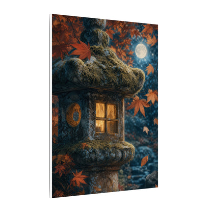 Autumn Stone Lantern Forest Whimsy Canvas Art | Earthy Decor